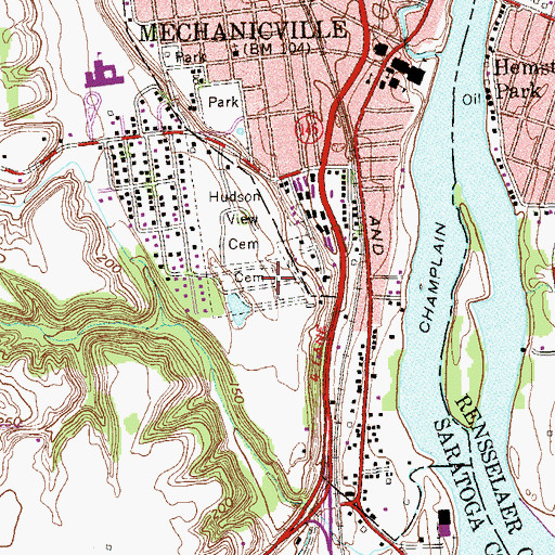 Topographic Map of Saint Paul's Cemetery, NY