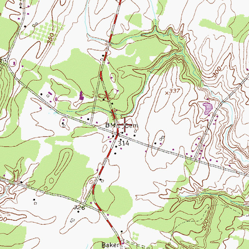 Topographic Map of Yellow Meeting House Cemetery, NY