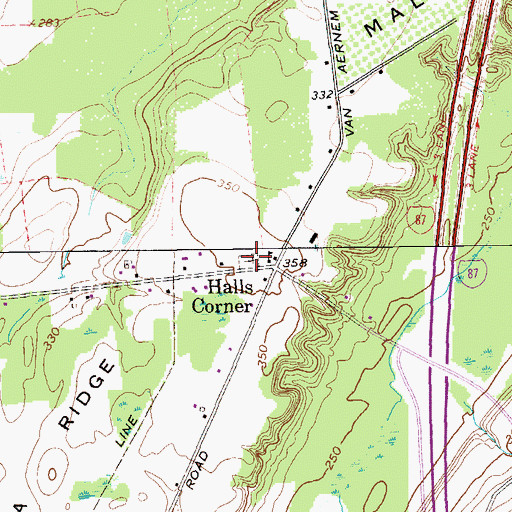 Topographic Map of Malta West Ridge Cemetery, NY