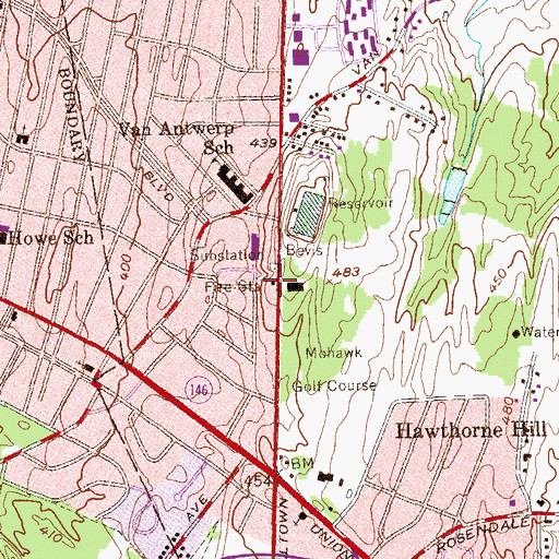 Topographic Map of Niskayuna Fire District Station 1, NY