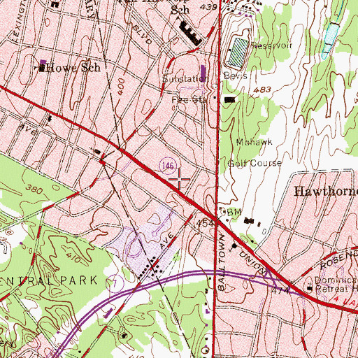 Topographic Map of Saint Helens School, NY