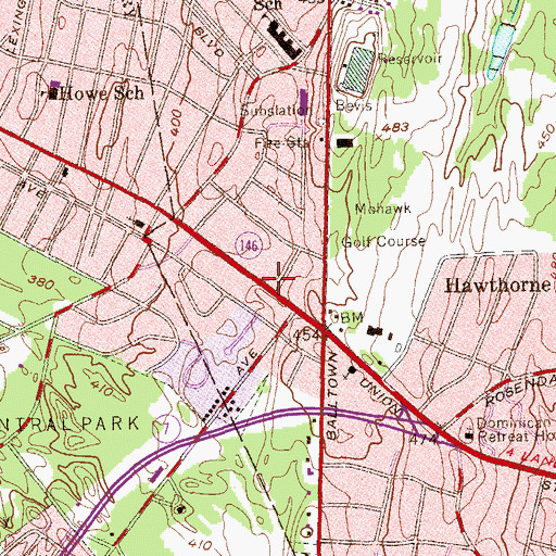 Topographic Map of Saint Helens Roman Catholic Church, NY