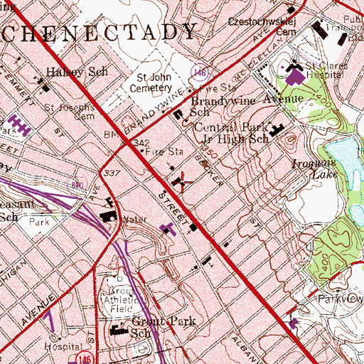 Topographic Map of Saint Lukes Roman Catholic Church, NY