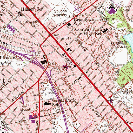 Topographic Map of Saint Lukes School, NY