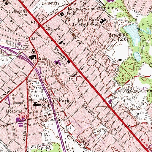 Topographic Map of Lincoln School, NY