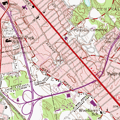 Topographic Map of Zion Lutheran Cemetery, NY