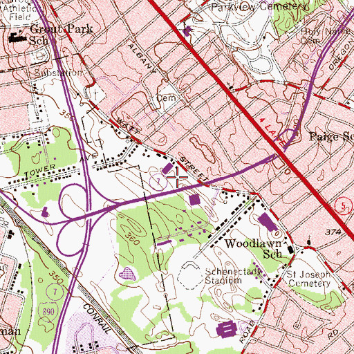 Topographic Map of Crosstown Plaza Shopping Center, NY