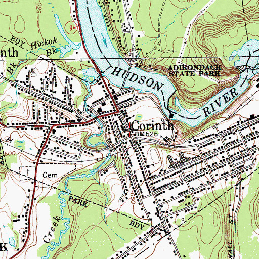 Topographic Map of Corinth Village Hall, NY