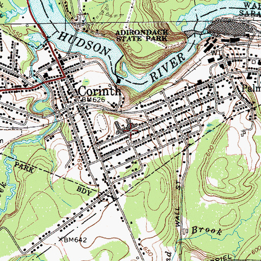 Topographic Map of Corinth Middle-High School, NY