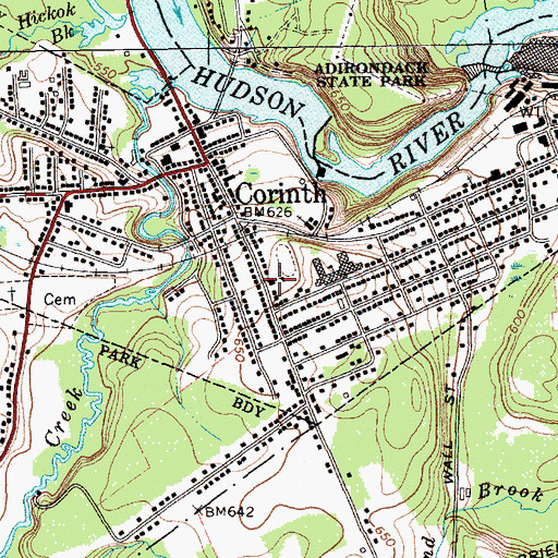 Topographic Map of Main Street School (historical), NY