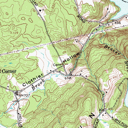 Topographic Map of Davis - Bedell - Young Cemetery, NY