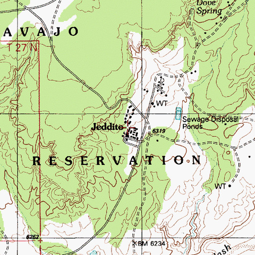 Topographic Map of Jeddito School, AZ