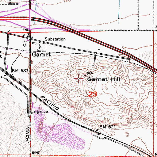 Topographic Map of Garnet Hill, CA