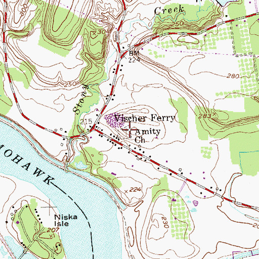 Topographic Map of Vischer Ferry Cemetery, NY