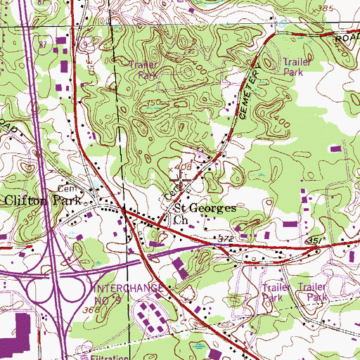 Topographic Map of Clifton Park Village Cemetery, NY