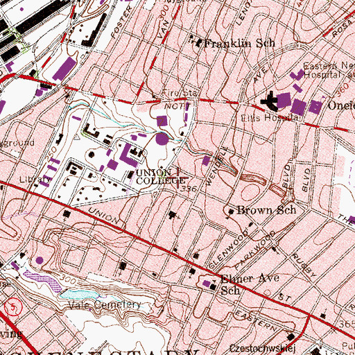 Topographic Map of Abbe Hall, NY