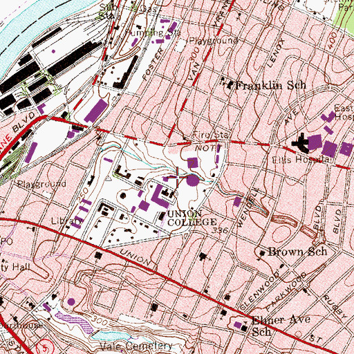 Topographic Map of Central Utilities Plant, NY