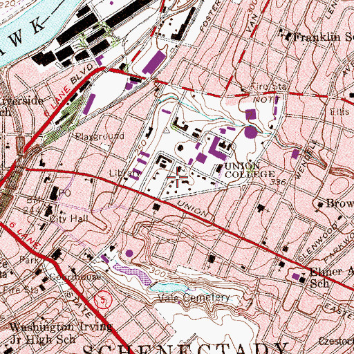 Topographic Map of Grant Hall, NY