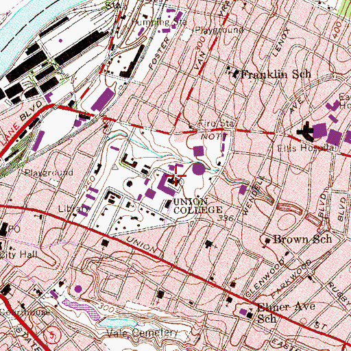 Topographic Map of Stanley G Peschel Computer Center, NY