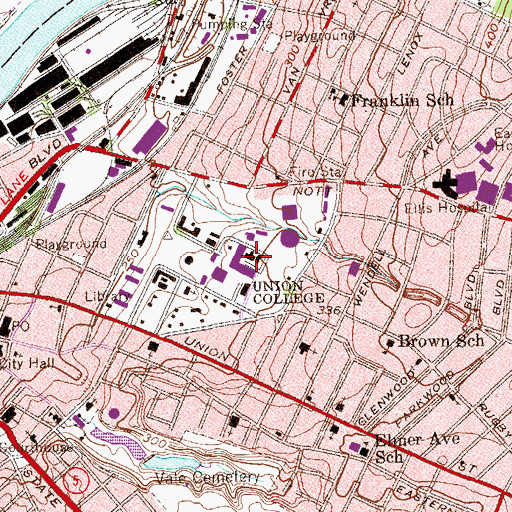 Topographic Map of Steinmetz Hall, NY