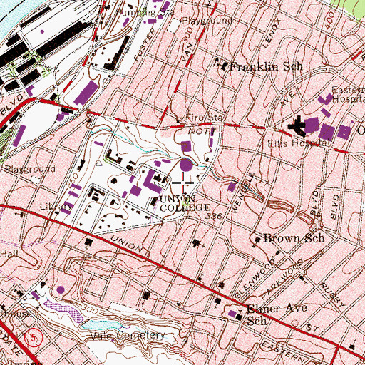 Topographic Map of Frank Bailey Athletic Field and Track, NY