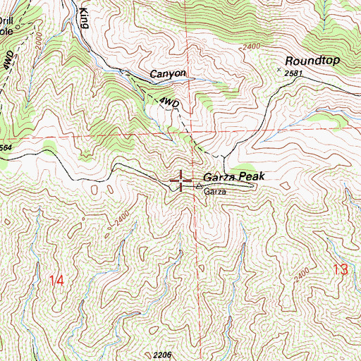 Topographic Map of Garza Peak, CA