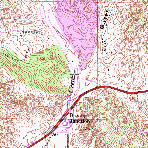 Topographic Map of Gates Canyon, CA