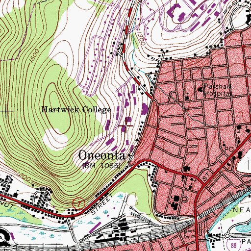 Topographic Map of Leitzell Hall, NY