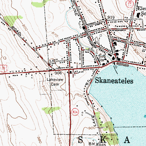 Topographic Map of Skaneateles Fire Department, NY