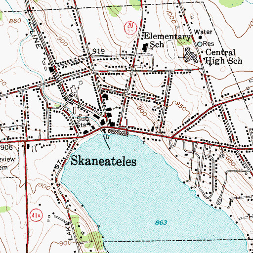 Topographic Map of Skaneateles Library, NY