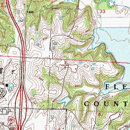 Topographic Map of Blue Springs Campground, MO