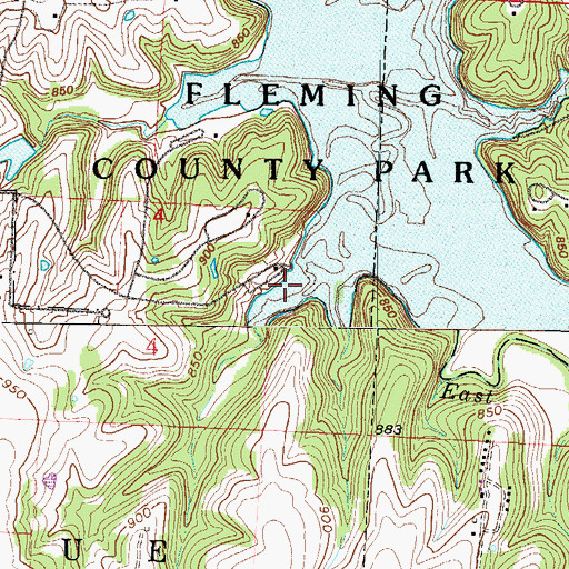 Topographic Map of Blue Springs Marina, MO
