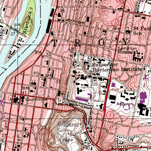 Topographic Map of Pittsburgh Building, NY
