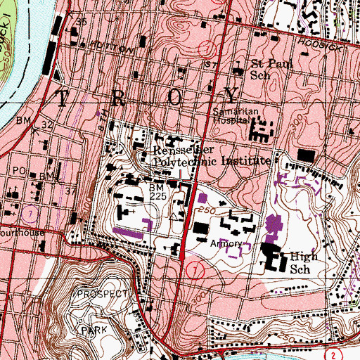Topographic Map of Eightyseven Gymnasium, NY