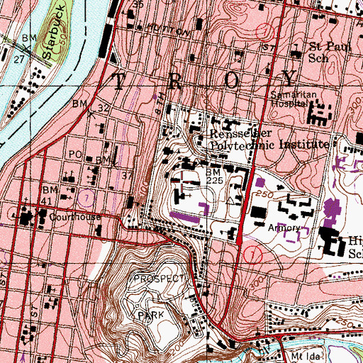 Topographic Map of Amos Eaton Hall, NY