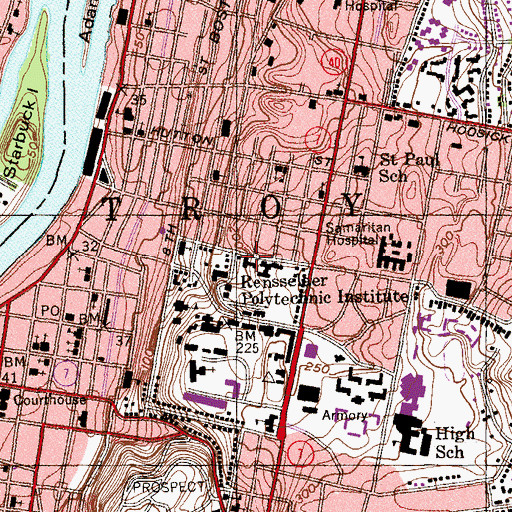 Topographic Map of J Building, NY
