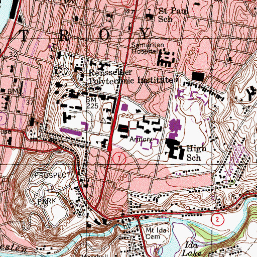 Topographic Map of Alumni Sports And Recreation Center, NY