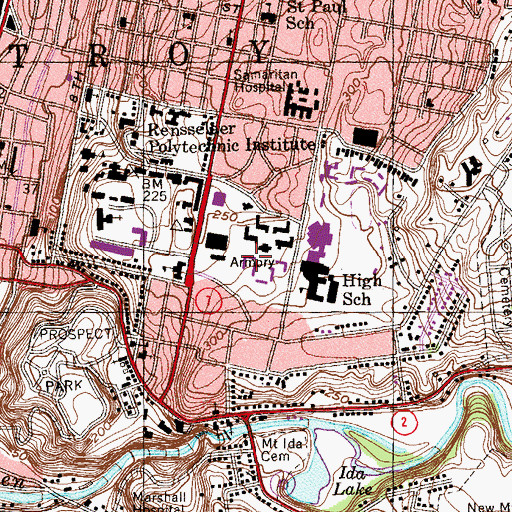 Topographic Map of Warren Hall, NY