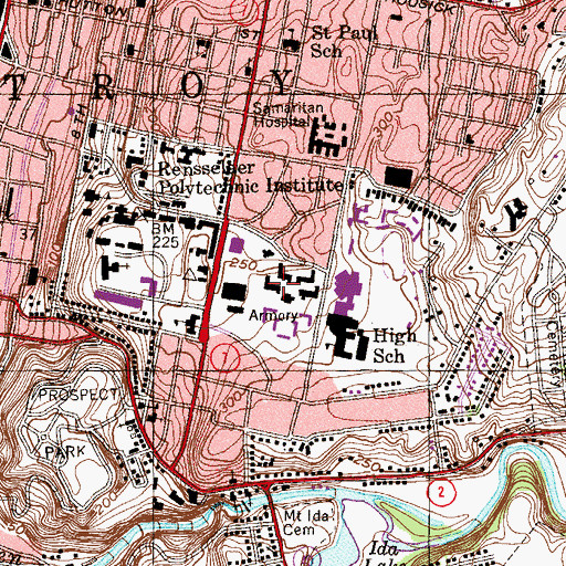 Topographic Map of Hall Hall, NY