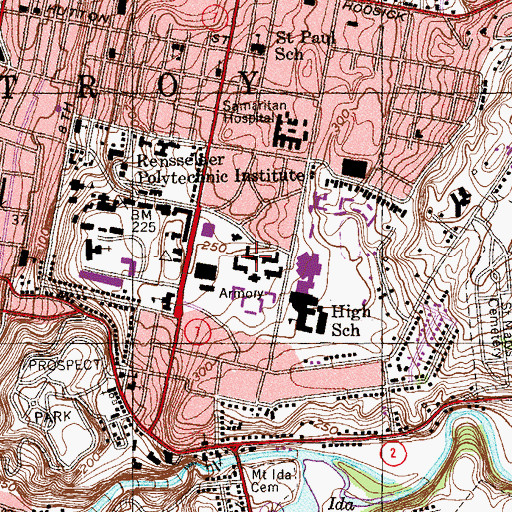 Topographic Map of Cary Hall, NY