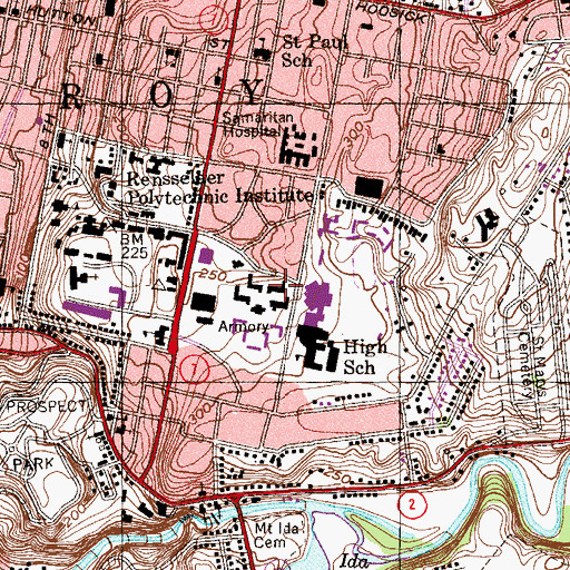 Topographic Map of Bray Hall, NY
