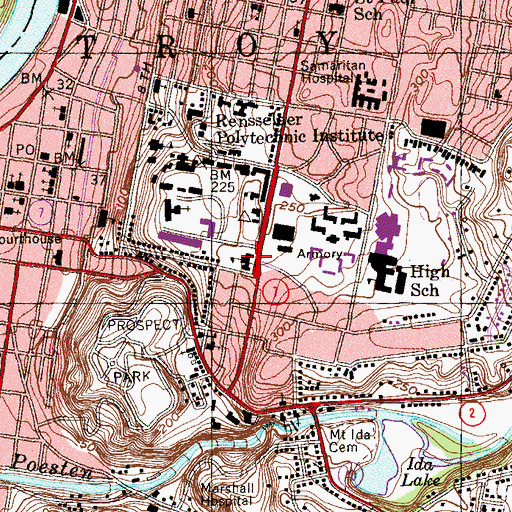 Topographic Map of Academy Hall, NY