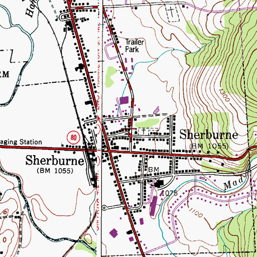 Topographic Map of Sherburne Baptist Church, NY