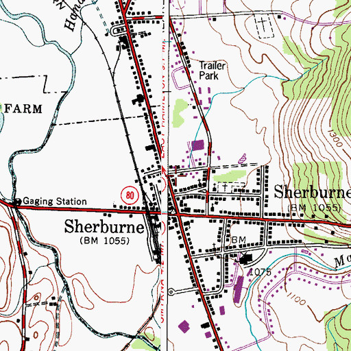 Topographic Map of Sherburne Grange, NY
