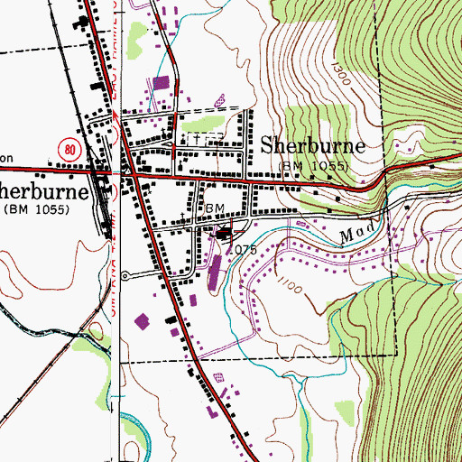 Topographic Map of Sherburne Central School, NY