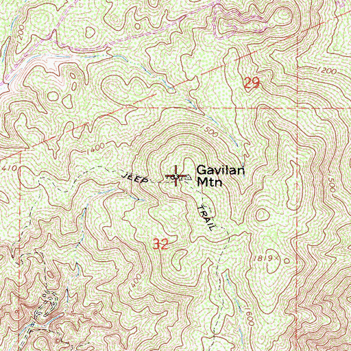 Topographic Map of Gavilan Mountain, CA
