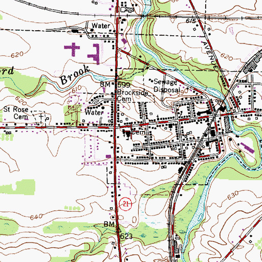 Topographic Map of Shortsville High School (historical), NY