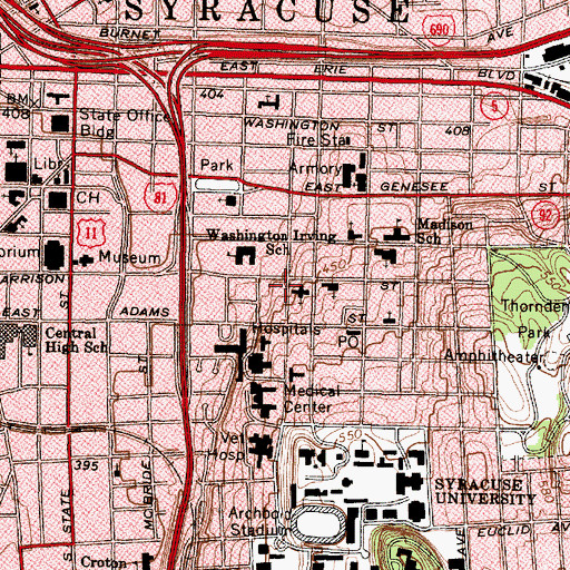 Topographic Map of Clark Tower, NY