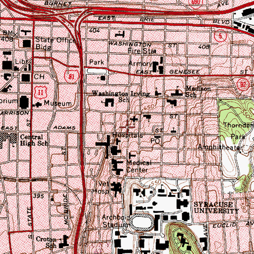Topographic Map of Jacobsen Hall, NY
