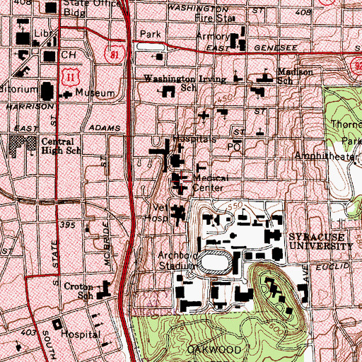 Topographic Map of Weiskotten Hall, NY